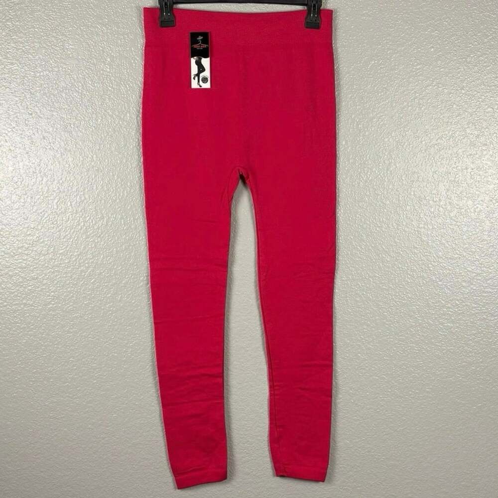 NWT Sweet Rose New York Bright Pink One Size Fleece Lined Stretch Leggings Comfy